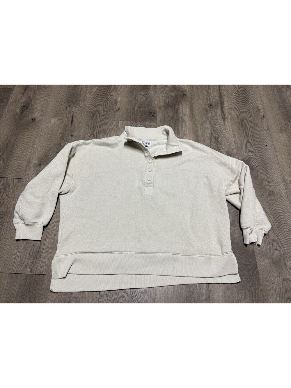 American Eagle Women’s Big Hug Henley Sweatshirt Beige Tan Size XL
